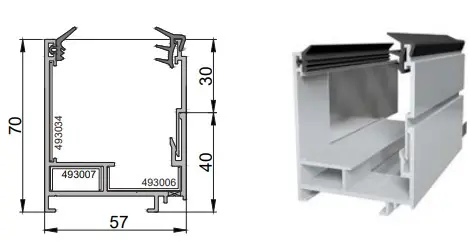 PERFIL AL.40mm INFERIOR 2 GOMAS L:6m