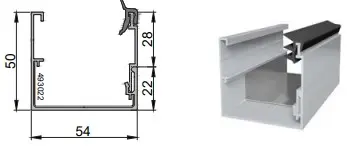 PERFIL AL.40mm SUPERIOR/LATERAL 1GOMA L:6m